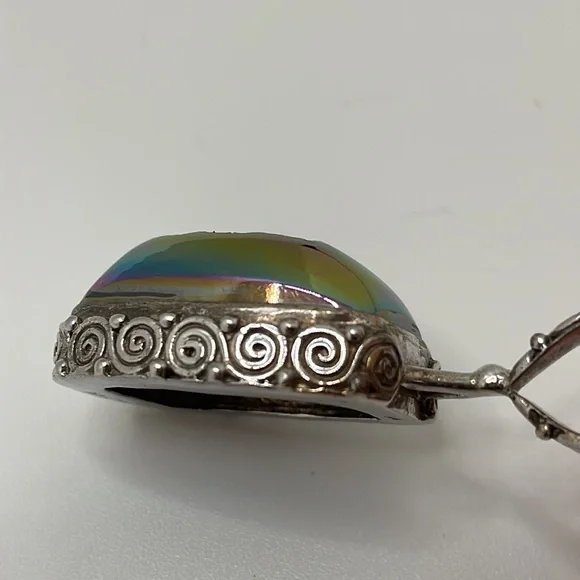 Iridescent Druzy 925 Sterling Silver Pendant - Picture 5 of 9